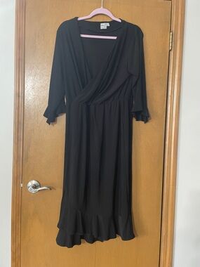ASOS Black Wrap Midi Dress